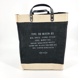 Apolis Market Bag Black Tote Carryall Jute